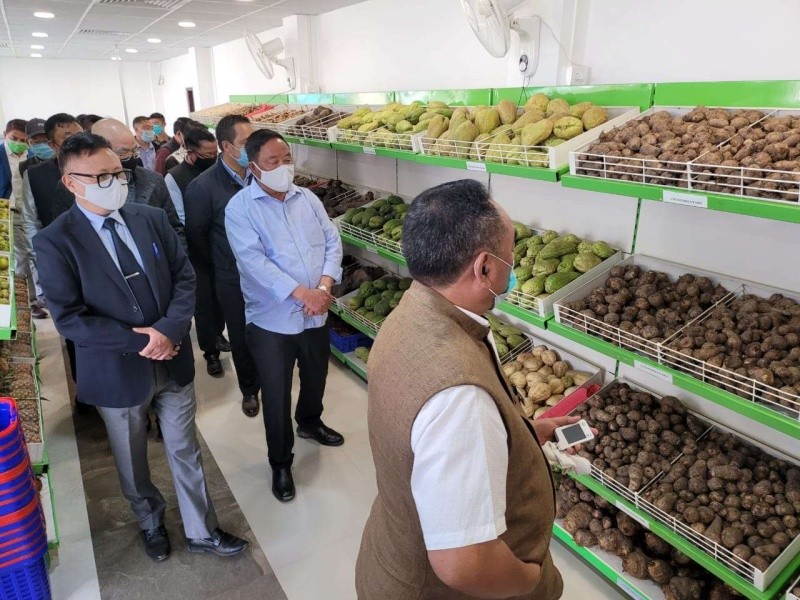 Agriculture Minister G Kaito Aye and APC Y Kikheto Sema visiting the Organic AC Market on December 8. (Morung Photo)